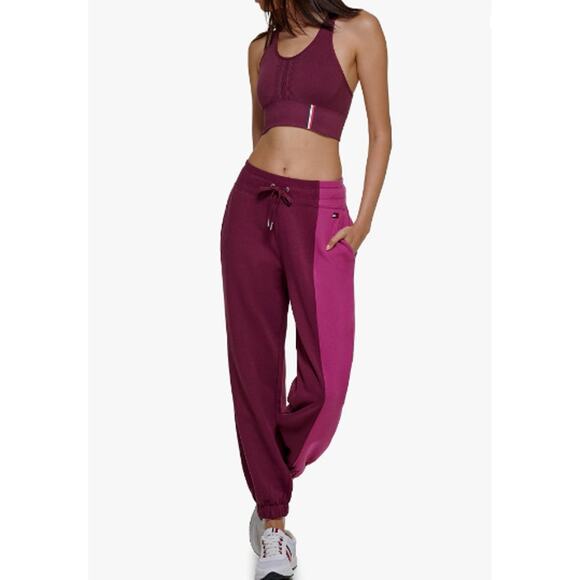 TOMMY HILFIGER SPORT Womens Athletic Sweatpants Large Pink Purple NWT - Picture 2 of 12